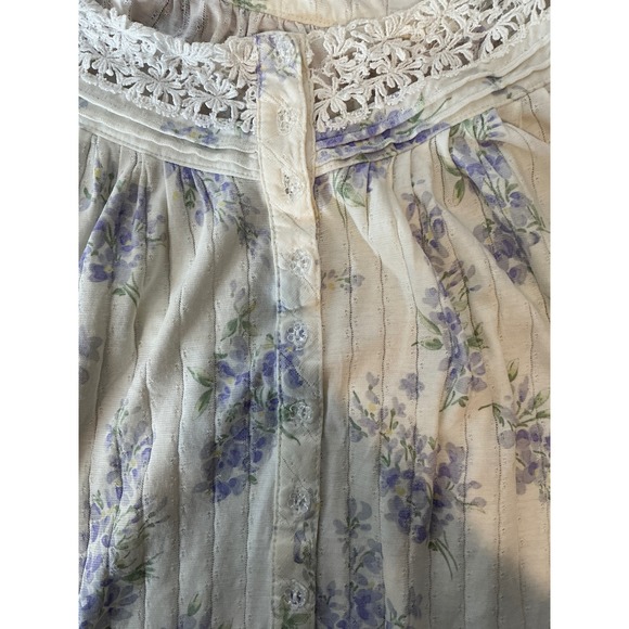 Eileen West Womens Floral Long Nightgown Lace Trim Size M Cottagecore Romantic - Picture 4 of 7